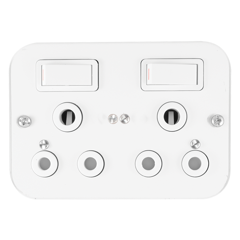 INDUSTRIAL DOUBLE 16A SWITCHED SOCKET ON SURFACE BOX