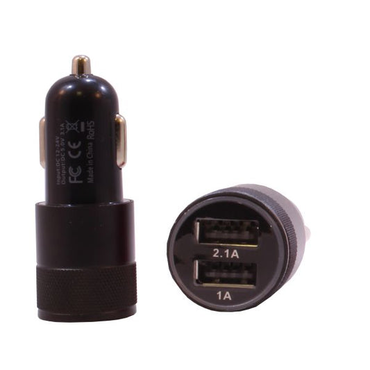 Black car charger with USB ports