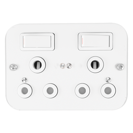 INDUSTRIAL DOUBLE 16A SWITCHED SOCKET ON SURFACE BOX
